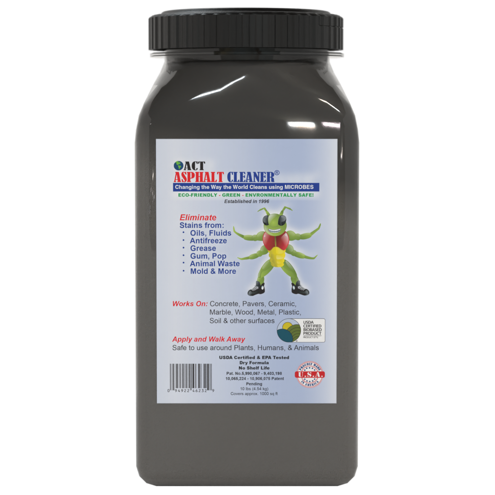 ACT Asphalt Cleaner – Eco-Friendly Dry Powder Oil Stain Remover for Driveways, Parking Lots & Roadways | HOA Approved | Bioremediation Formula | Safe around Pets