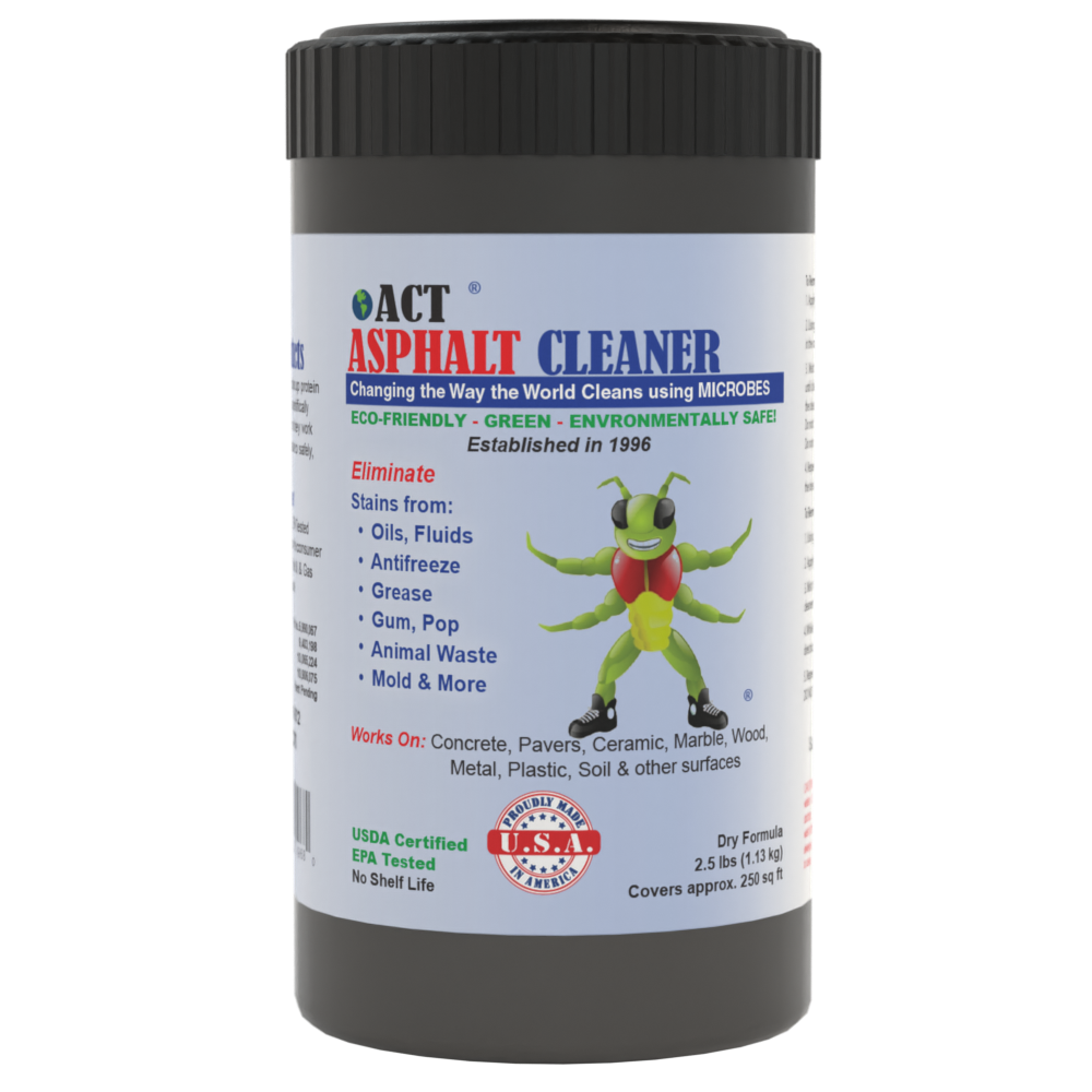 ACT Asphalt Cleaner – Eco-Friendly Dry Powder Oil Stain Remover for Driveways, Parking Lots & Roadways | HOA Approved | Bioremediation Formula | Safe around Pets