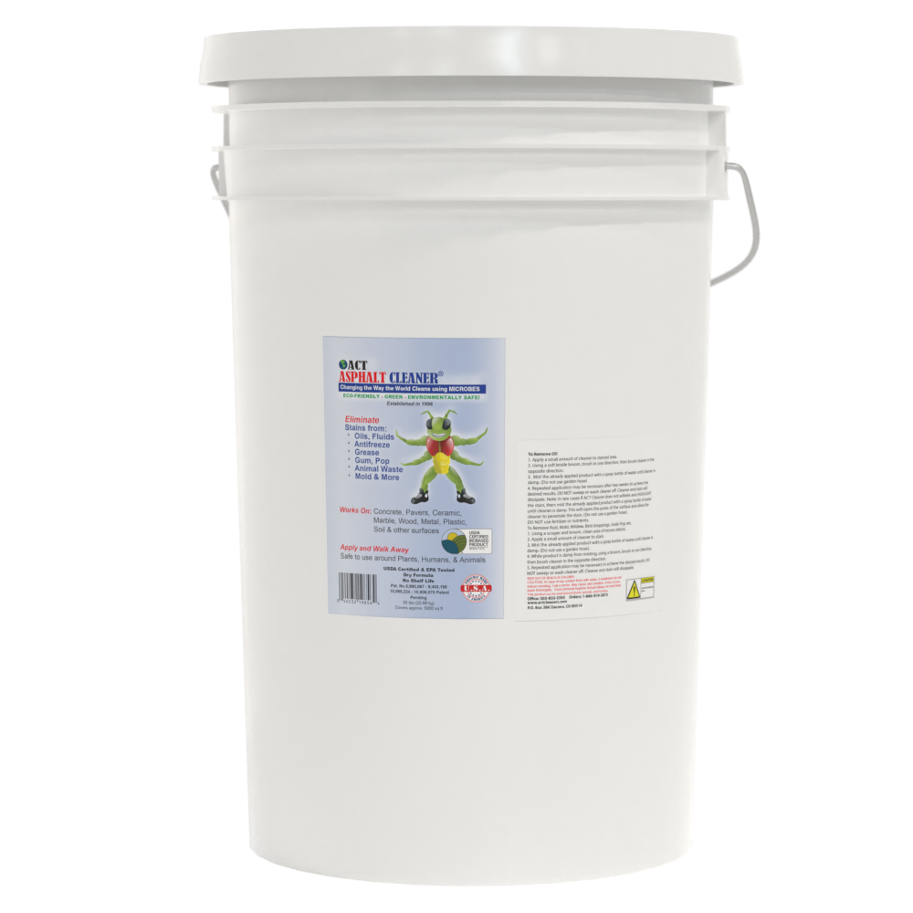 ACT Asphalt Cleaner – Eco-Friendly Dry Powder Oil Stain Remover for Driveways, Parking Lots & Roadways | HOA Approved | Bioremediation Formula | Safe around Pets