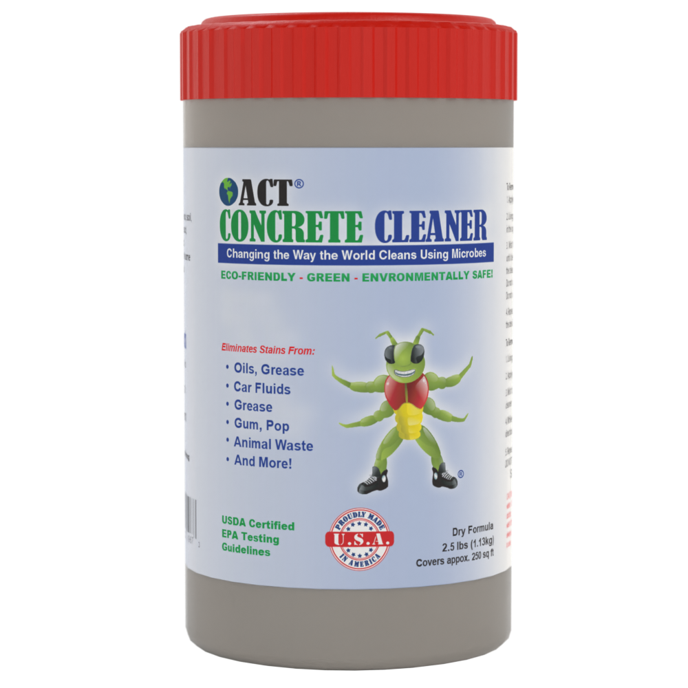 ACT Concrete Cleaner – Eco-Friendly Dry Powder Oil Stain Remover for Driveways, Sidewalks, Garages & Commercial Use | HOA Approved | Bioremediation Formula | Safe around Pets