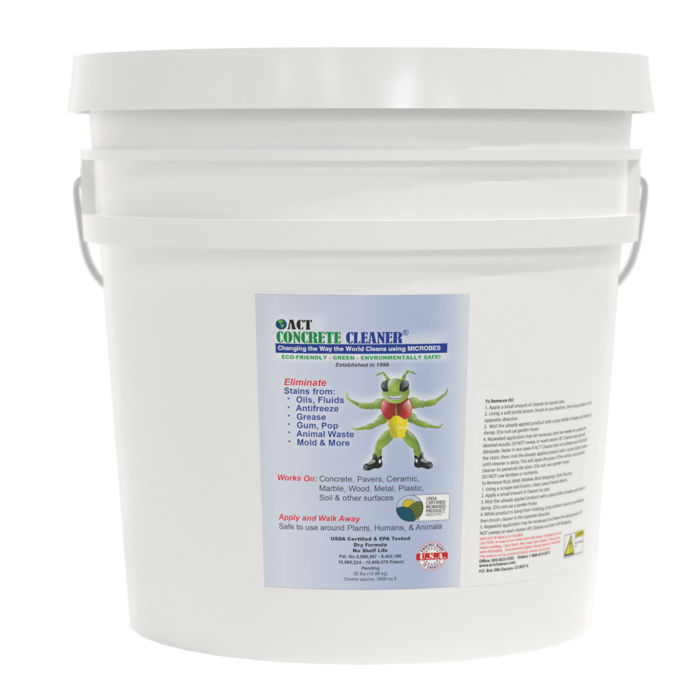ACT Concrete Cleaner – Eco-Friendly Dry Powder Oil Stain Remover for Driveways, Sidewalks, Garages & Commercial Use | HOA Approved | Bioremediation Formula | Safe around Pets