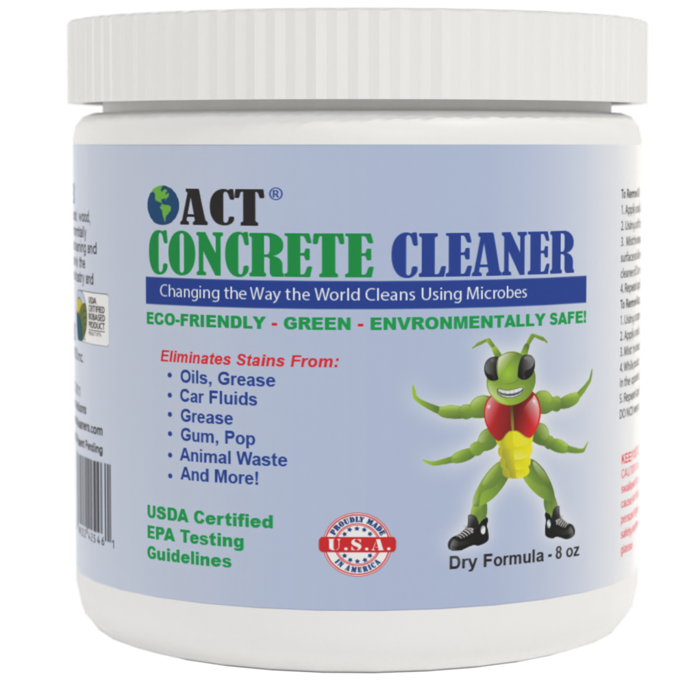 ACT Concrete Cleaner – Eco-Friendly Dry Powder Oil Stain Remover for Driveways, Sidewalks, Garages & Commercial Use | HOA Approved | Bioremediation Formula | Safe around Pets