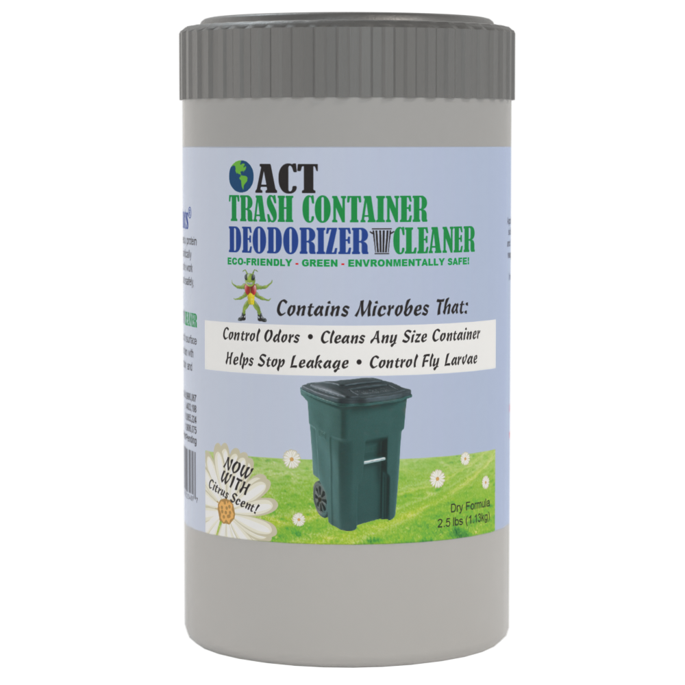 ACT Trash Deodorizer Eco-Friendly Odor Eliminator for Garage/Outdoor Trash Bins | Fast-Acting, Long-Lasting Freshness | Controls Sludge | Safe around Pets | Dry Powder