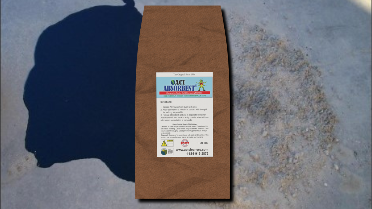 ACT Absorbent – Eco-Friendly Oil & Chemical Spill Absorbent for Concrete, Asphalt, and Soil | Microbial Formula | Fast Spill Response